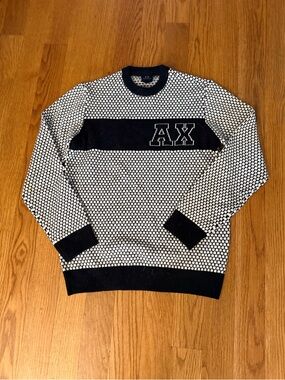 Armani Exchange Black & White Geometric AX Crewneck Sweater